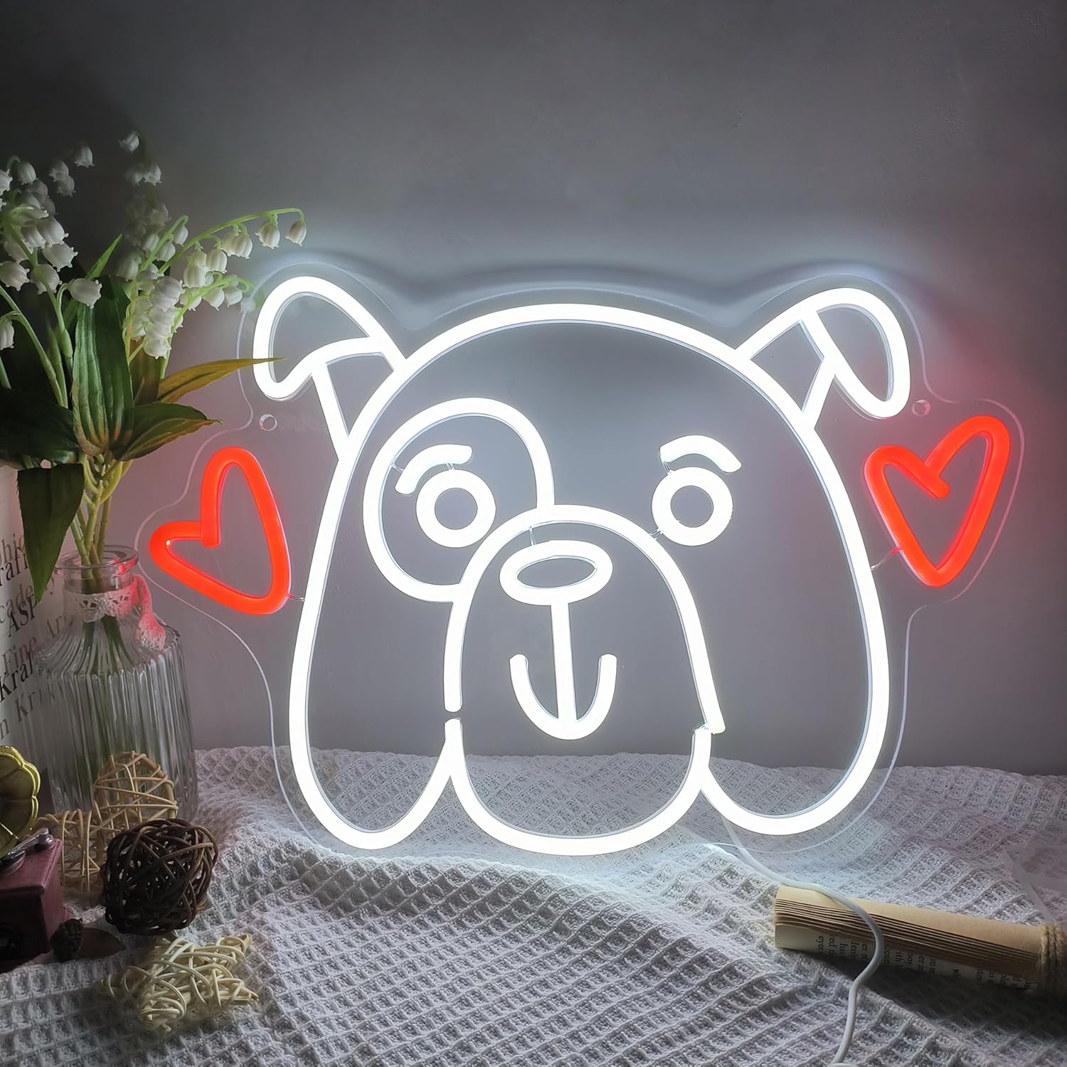 Party Games Shop - Liebes-Hund Neon-Schild LED-Neonlicht USB Dimmbar für
