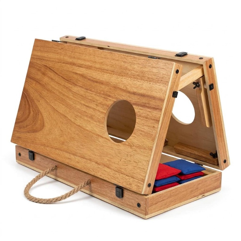 Cornhole Board Set - Premium Holz-Cornhole-Set, faltbar, multifunktionales Beanbag-Wurfspiel für