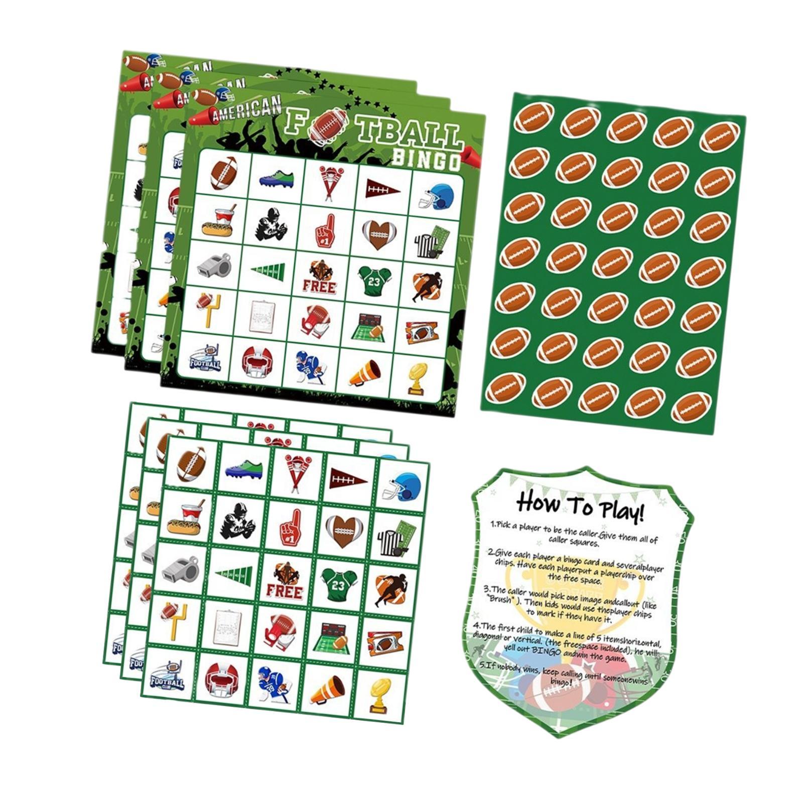 Party Games Bingo - Familien-Bingo-Spielkarten, Partydekorationen, Fußball-Aufkleber für Kinder, Fußball-Party,