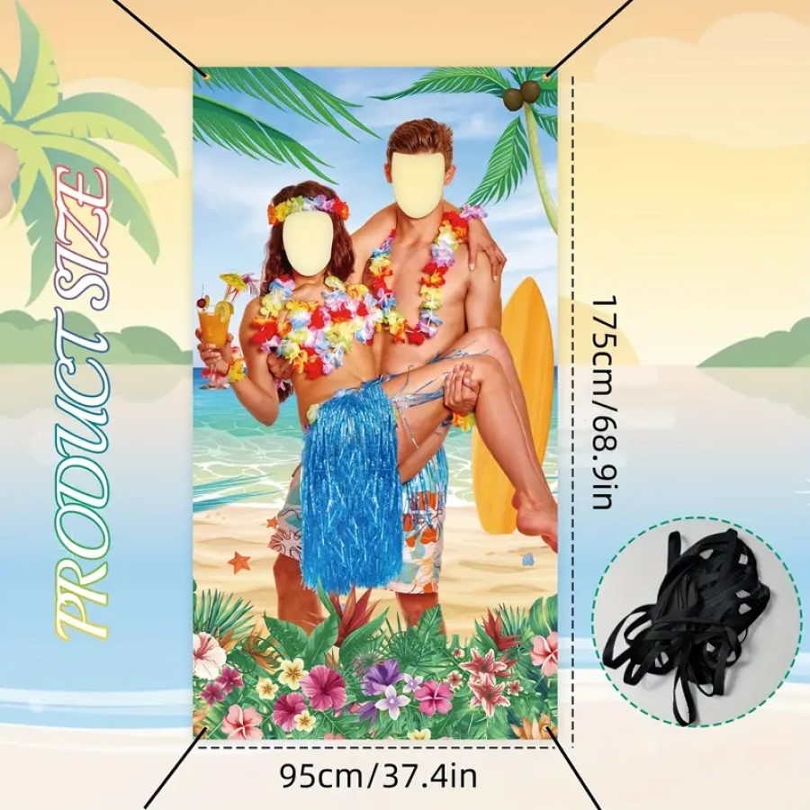 Party Games Couple - 1 Stück, hawaiianisches Luau-Paar-Foto-Banner-Requisiten, hängender Foto-Hintergrund,