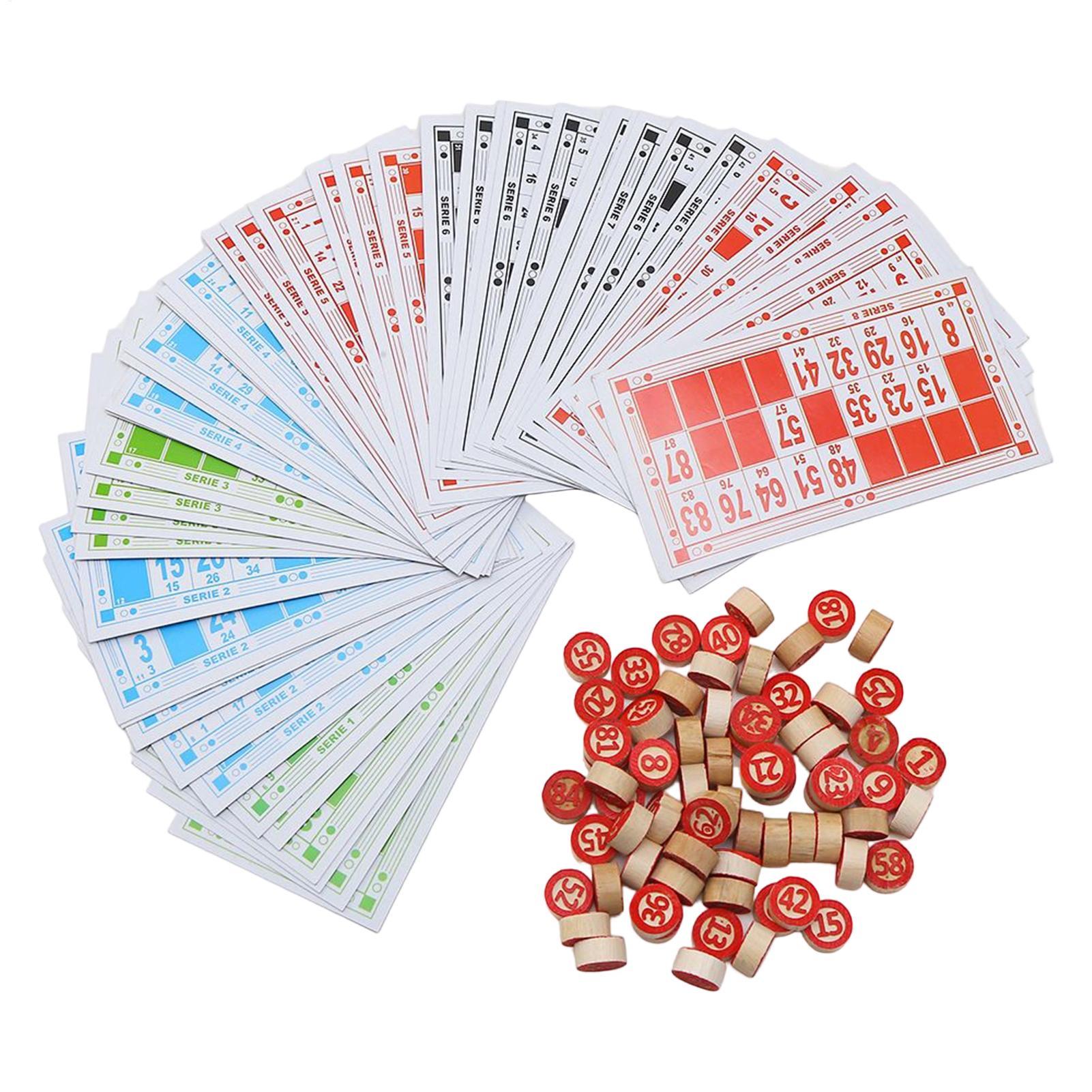 Party Games Bingo - Vintage Bingo-Spielset aus Holz mit Großdruck-Karten,