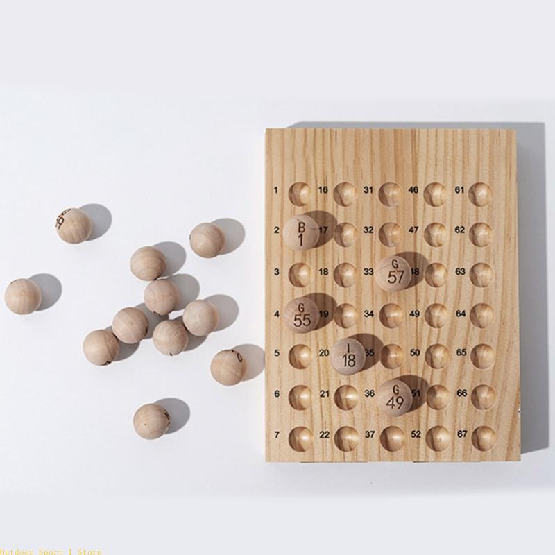 Party Games Bingo - A0KA 75 Stück Bingo-Kugeln aus Naturholz,