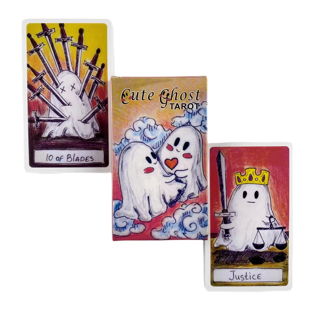 Party Games Entertainer - Niedliches Geister-Tarot-Deck-Spielzeug-Set, Tarot-Deck, Oracle-Karte, Wahrsagerei, Familie,