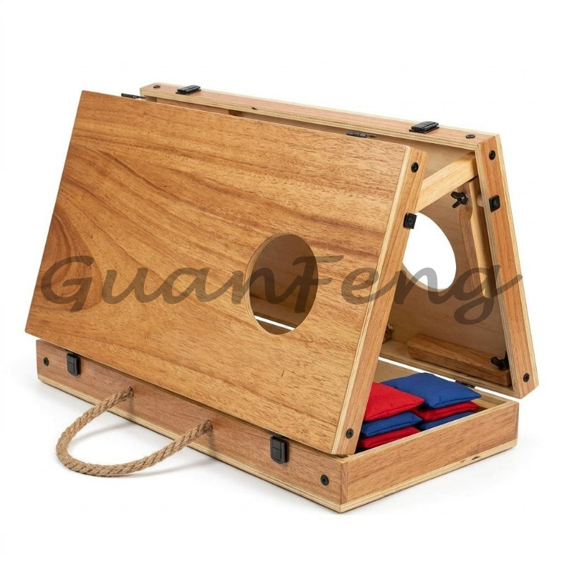 Cornhole Board Set - Hölzernes Klappbares Cornhole-Set, Beanbag-Wurfspiel für Drinnen