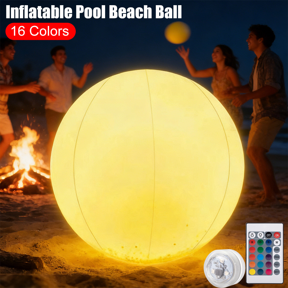 Games Garden Party - Aufblasbarer Pool-Strandball Leuchtender LED-Ballon 16 Farben