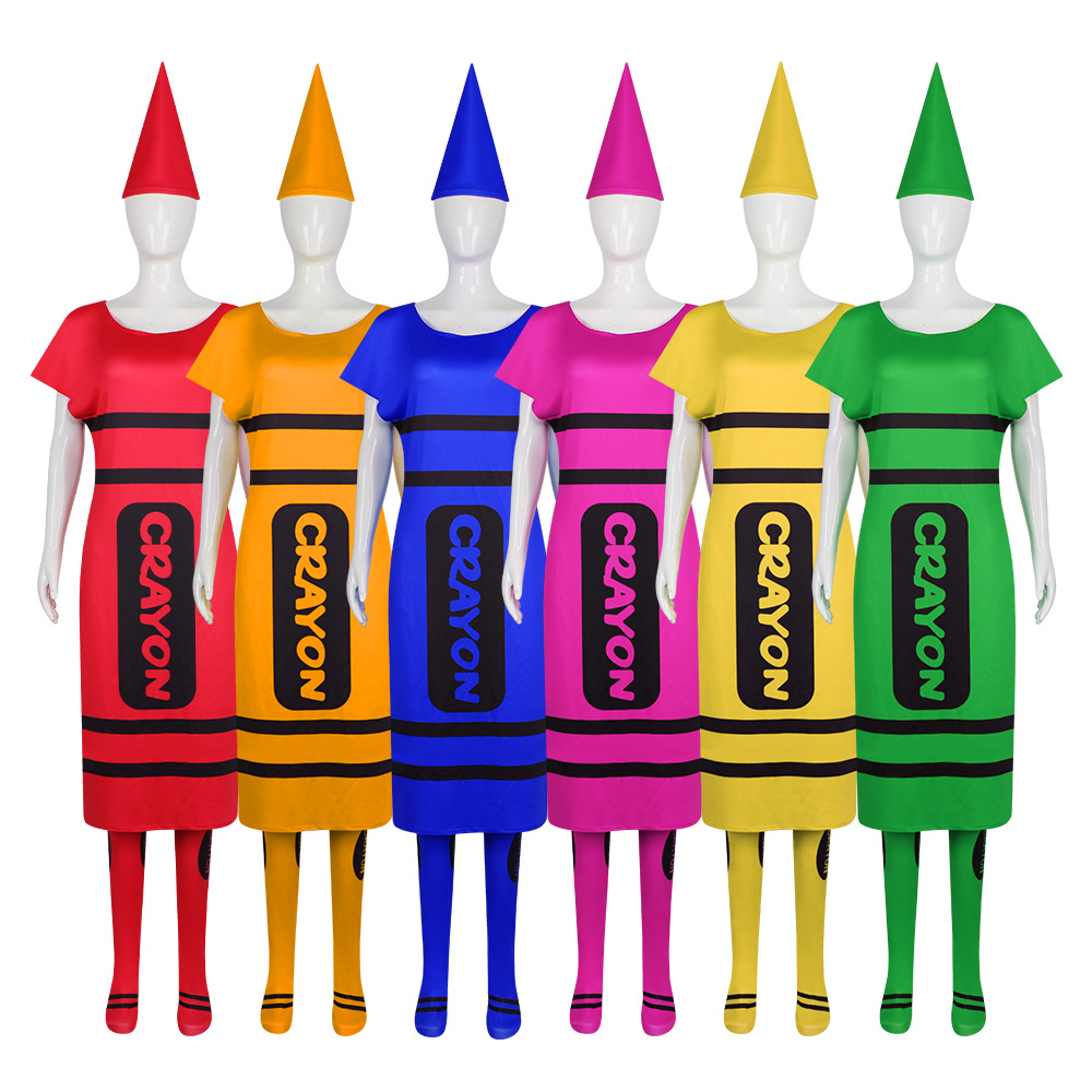 Party Games Adults Funny - Halloween Damen Crayon Cosplay Outfit Komplettset