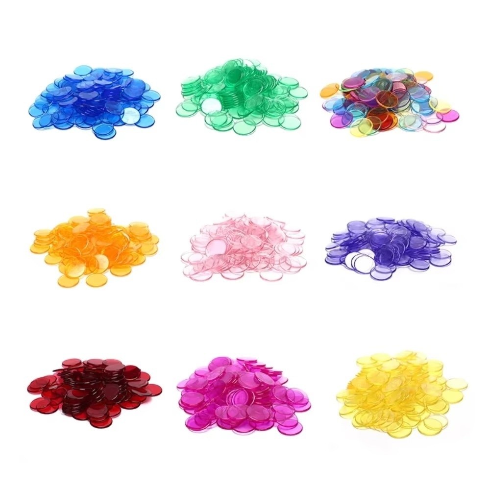 Party Games Bingo - 100 Stück Neue Runde Plastik-Zählchips Transparente