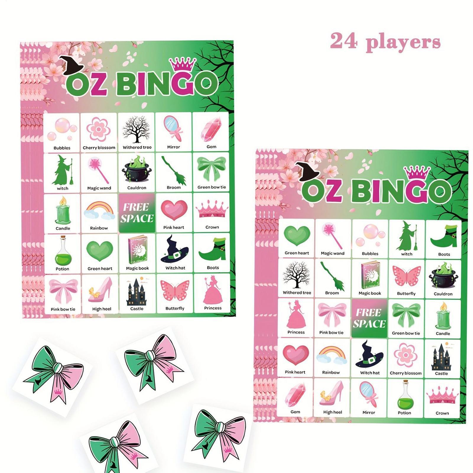 Party Games Bingo - Halloween-Bingo-Spiel für Kinder und Erwachsene, 24-Karten-Hexe-Party-Spiel-Set
