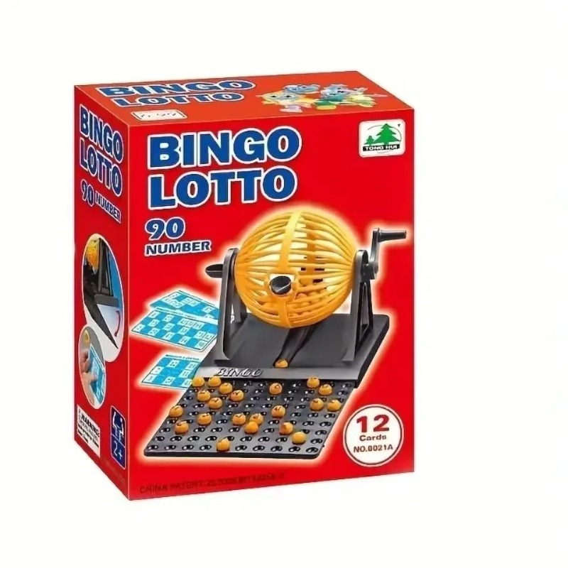 Party Games Bingo - Deluxe-Bingo-Spielset mit Käfig, Bingo-Spielset, Lotterie-Maschine, Mini-Chips,